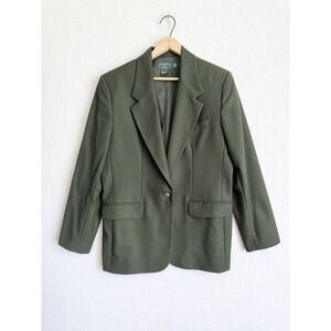 vtg Charter Club dark green wool blazer jacket size M